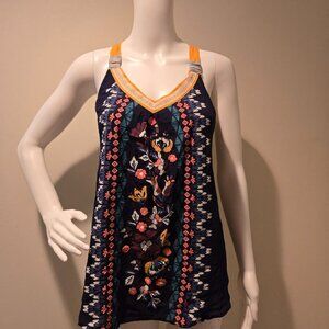 NWT Xhilaration Floral Print Sleeveless Blouse Black S